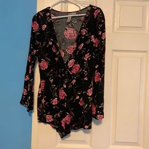 Black floral romper